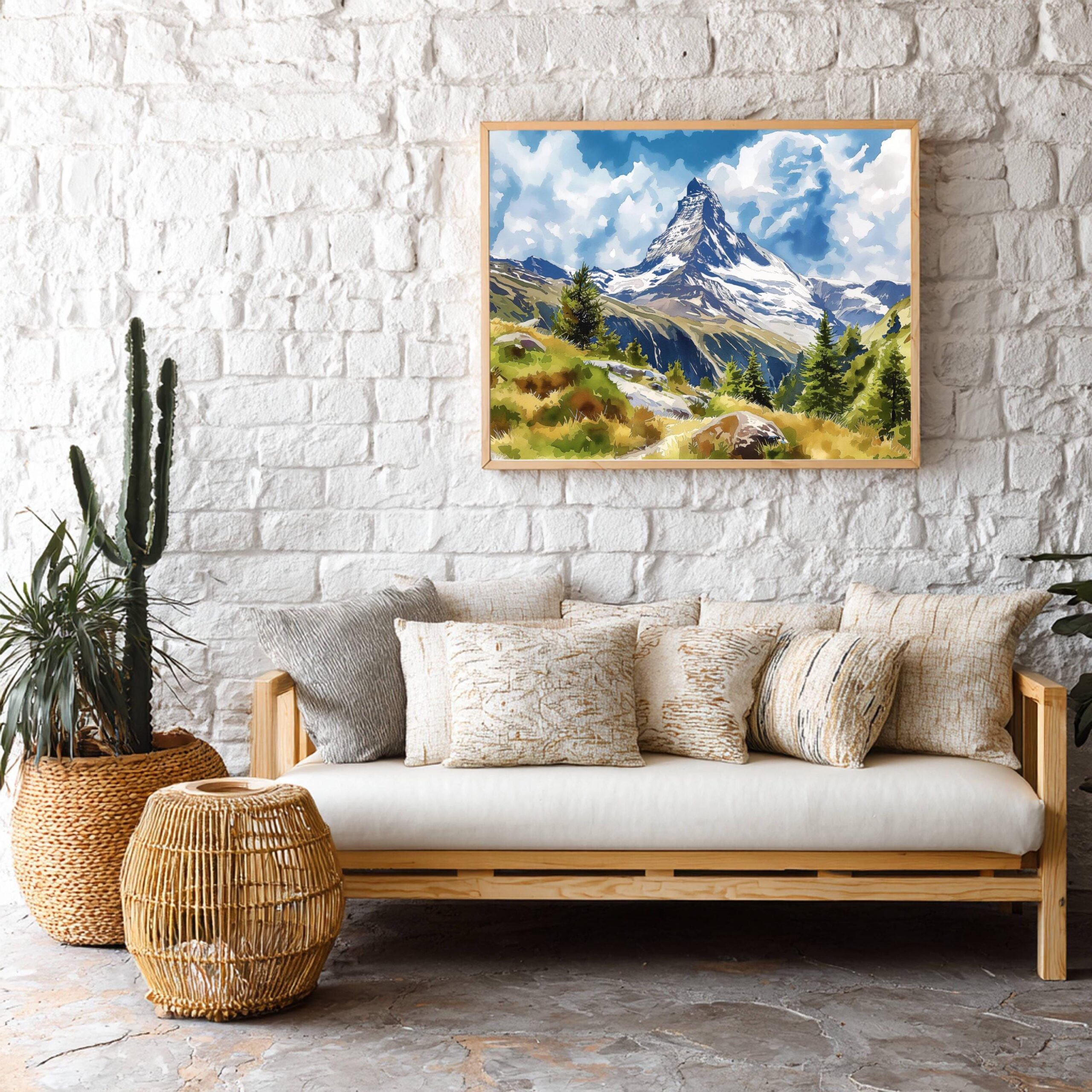 Matterhorn Switzerland Europe Watercolor Print: Vacation Travel Art Poster - Image 9