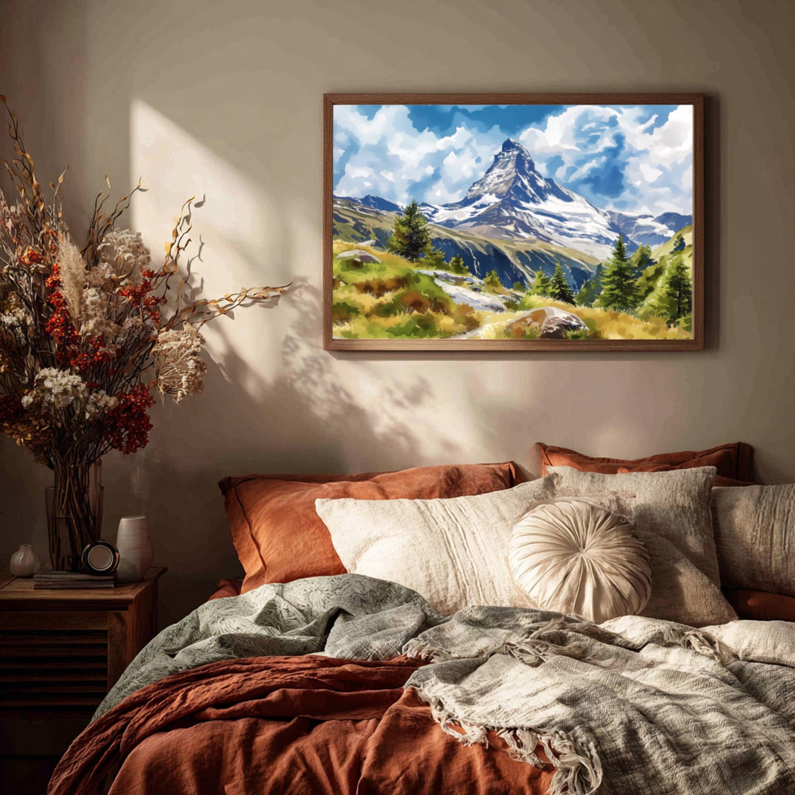 Matterhorn Switzerland Europe Watercolor Print: Vacation Travel Art Poster - Image 3