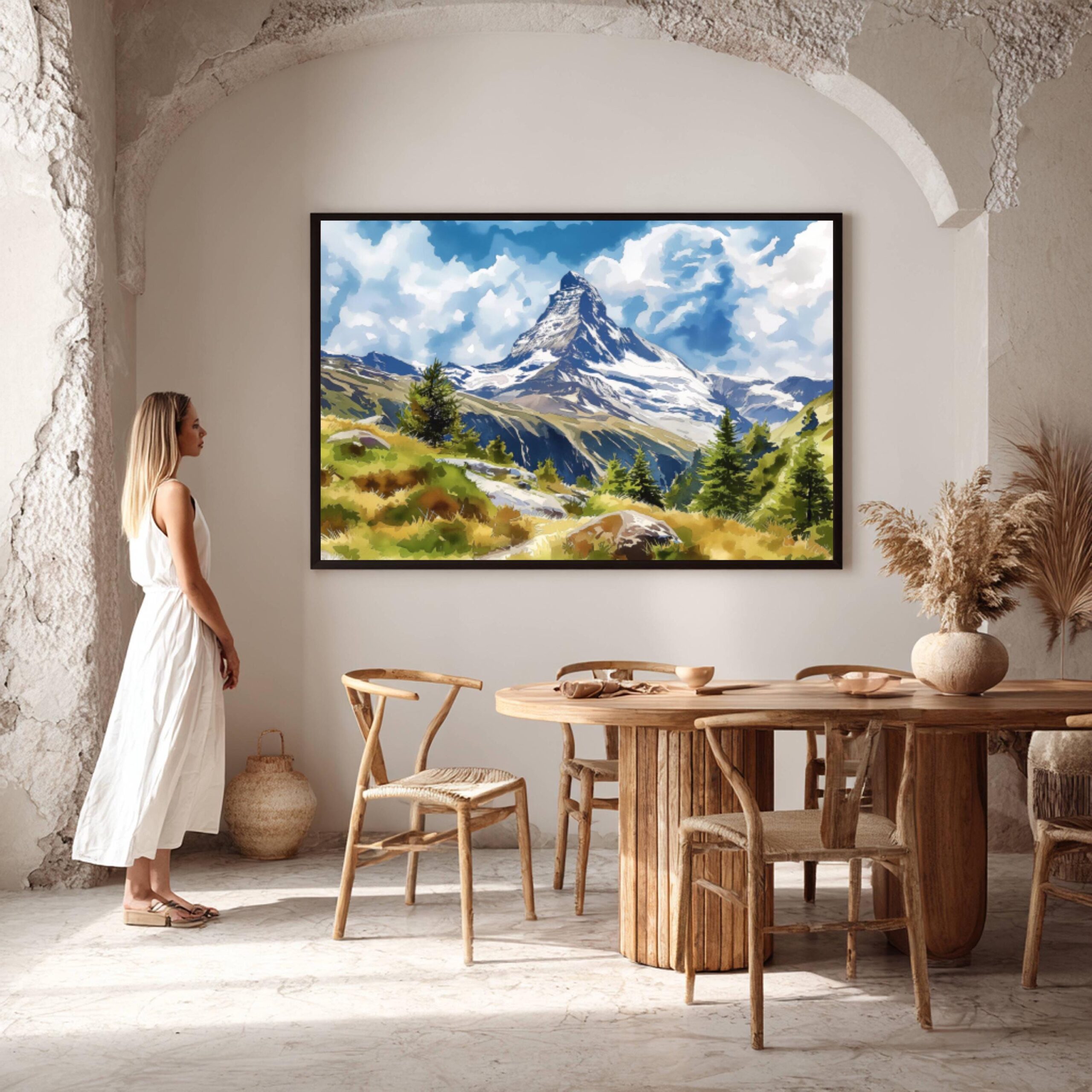 Matterhorn Switzerland Europe Watercolor Print: Vacation Travel Art Poster - Image 6