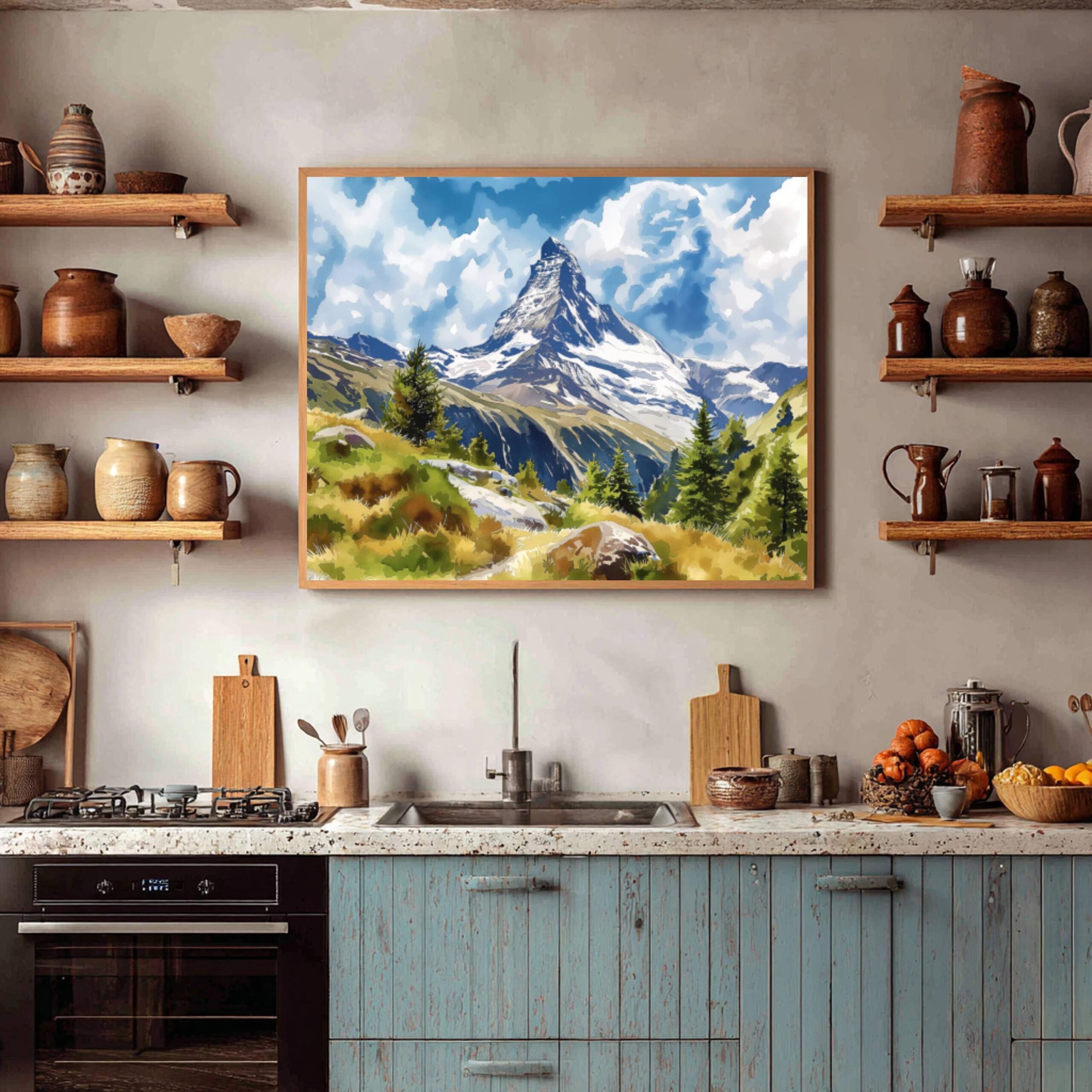 Matterhorn Switzerland Europe Watercolor Print: Vacation Travel Art Poster - Image 7