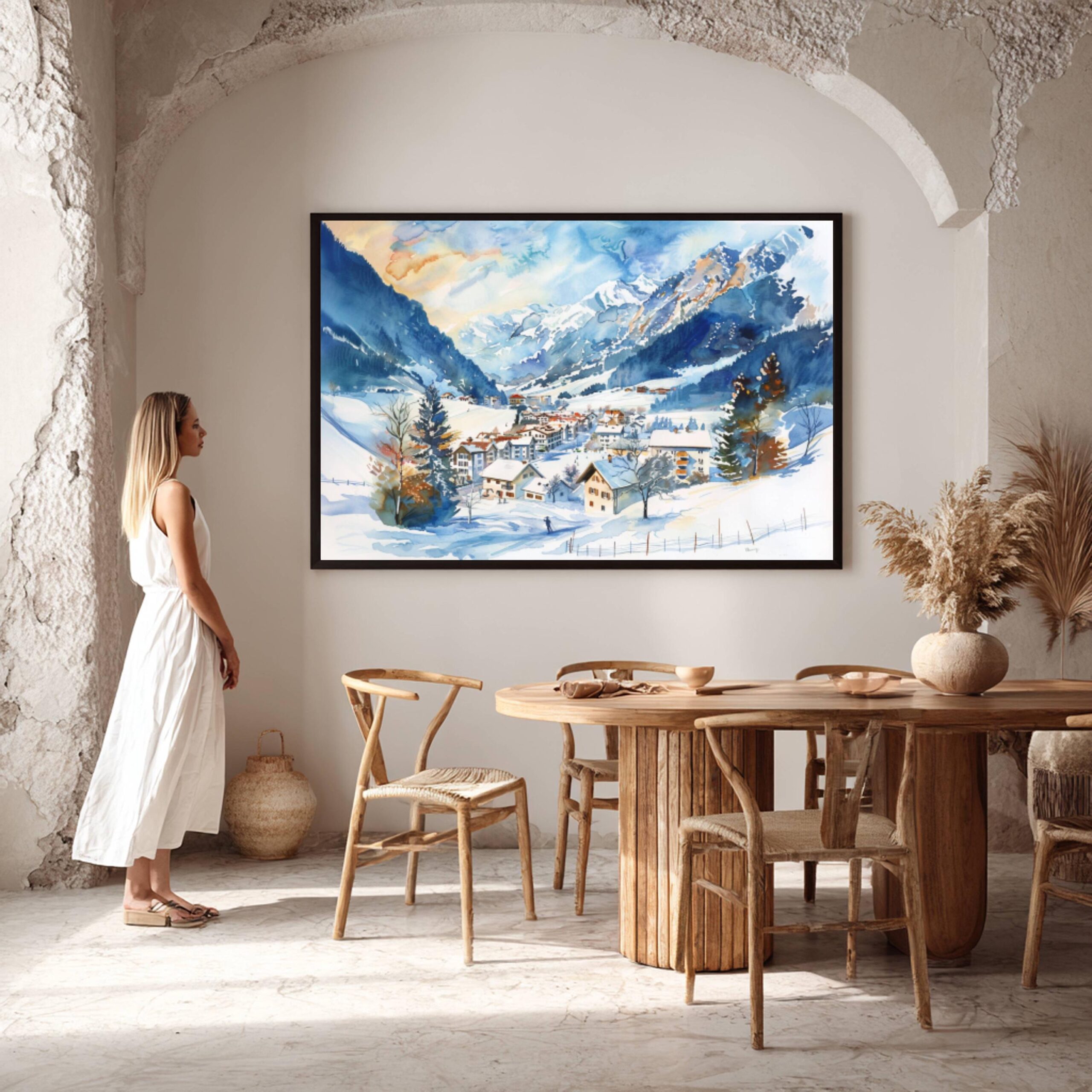 Engelberg Switzerland Europe Watercolor Print: Vacation Travel Art Poster - Image 4