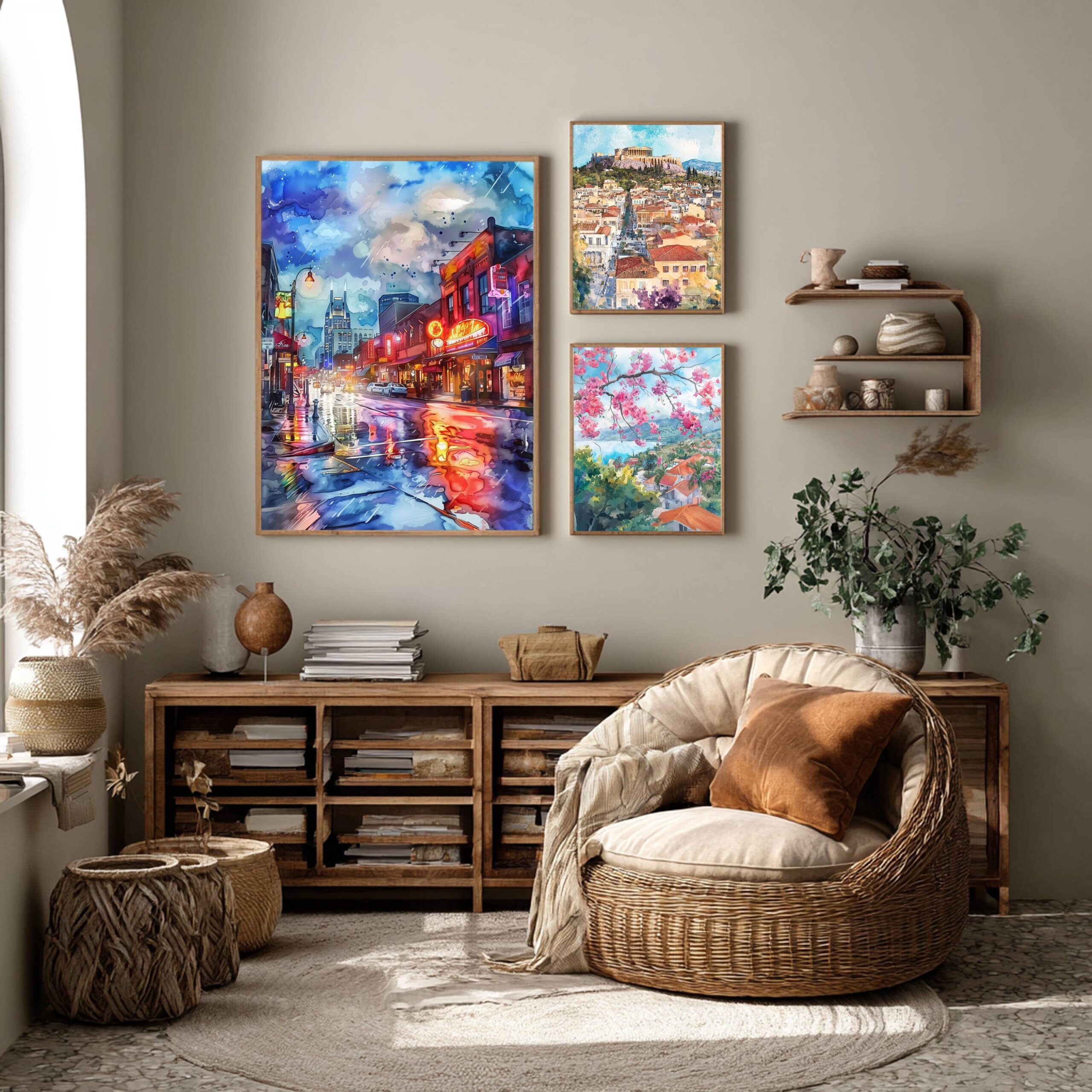 Music Row Nashville Tennessee USA Watercolor Print: American Travel Art Poster - Image 2