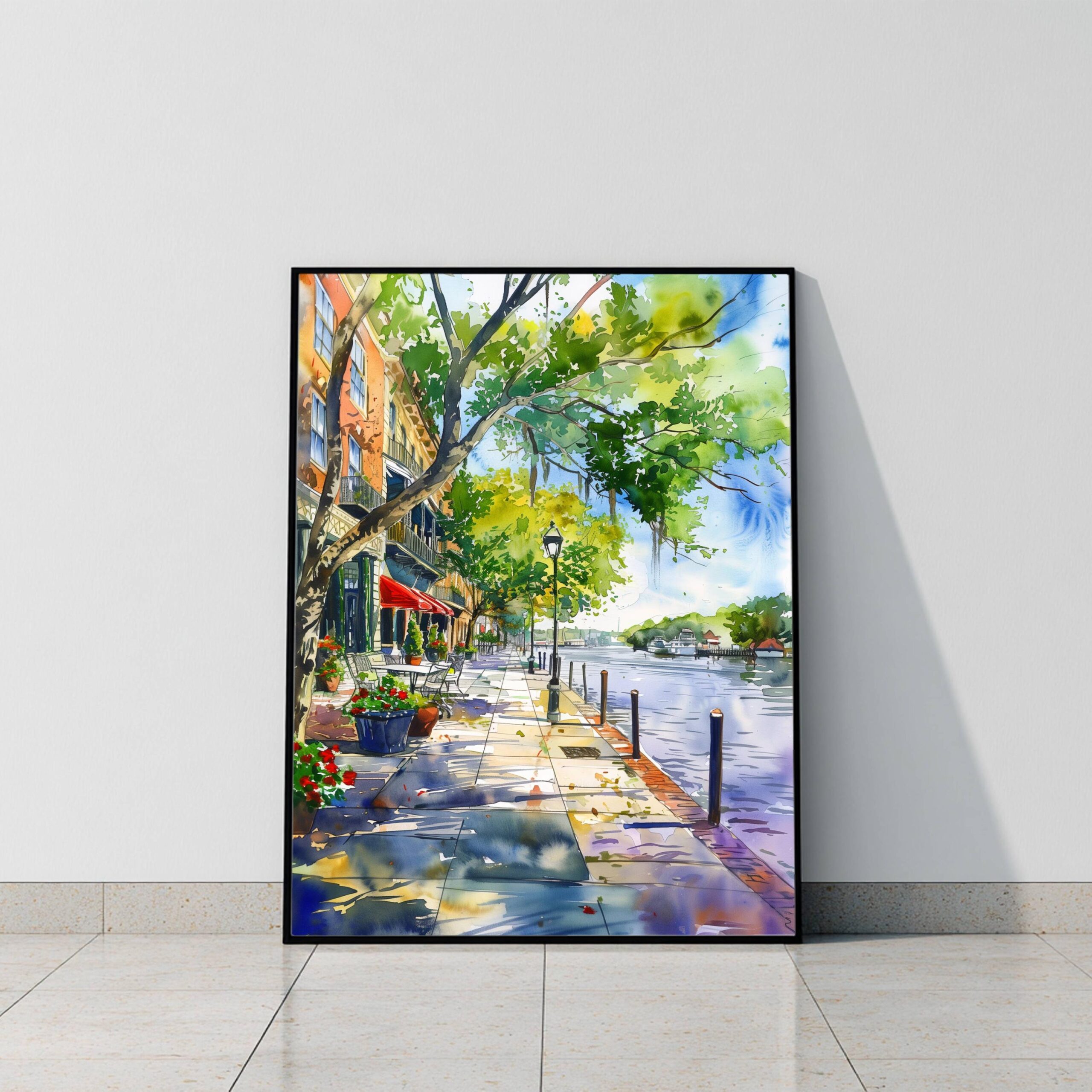 River Street Savannah Georgia USA Watercolor Print: American Travel Art Poster - Image 8