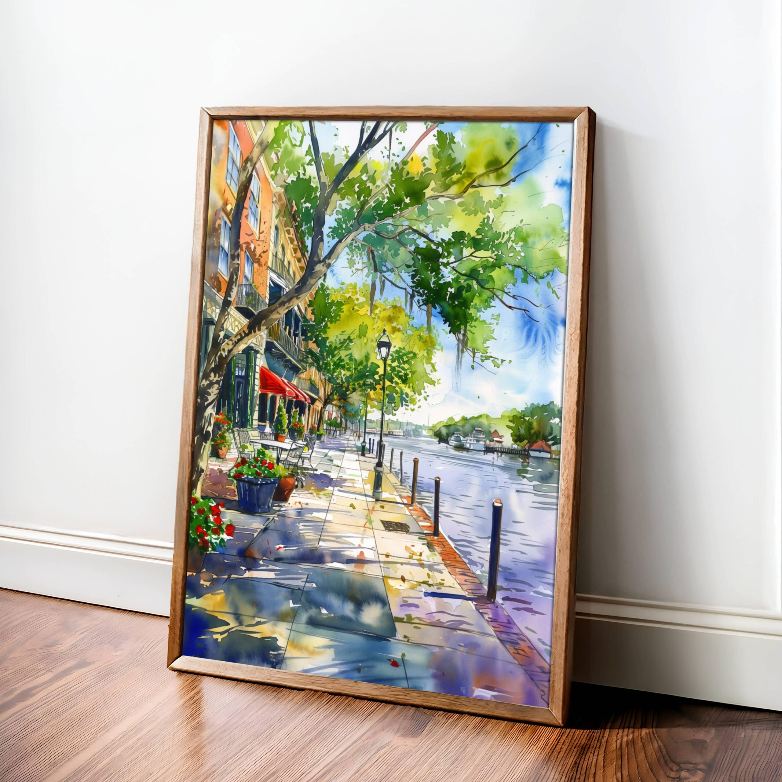 River Street Savannah Georgia USA Watercolor Print: American Travel Art Poster - Image 9