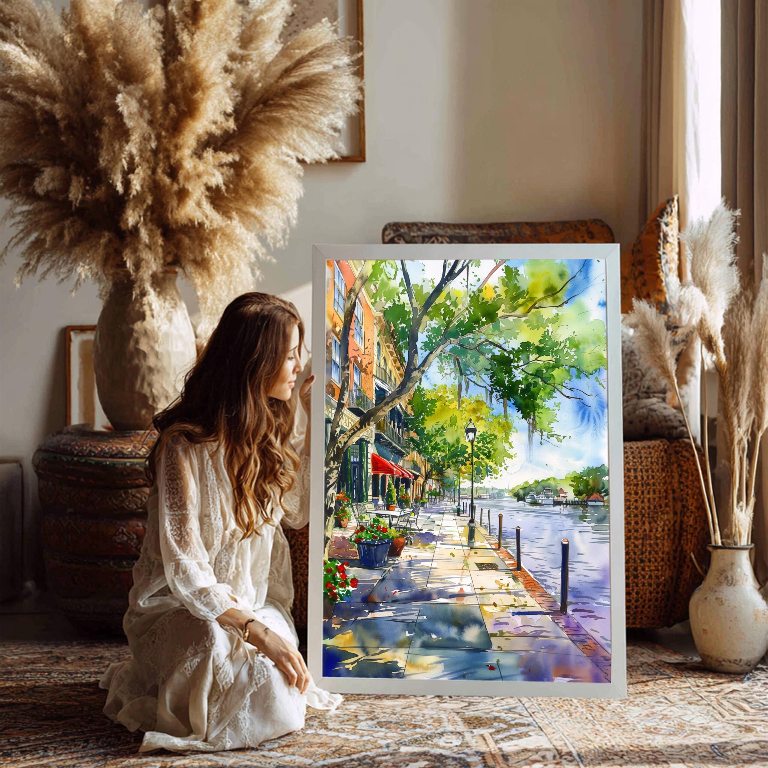 River Street Savannah Georgia USA Watercolor Print: American Travel Art Poster - Image 5