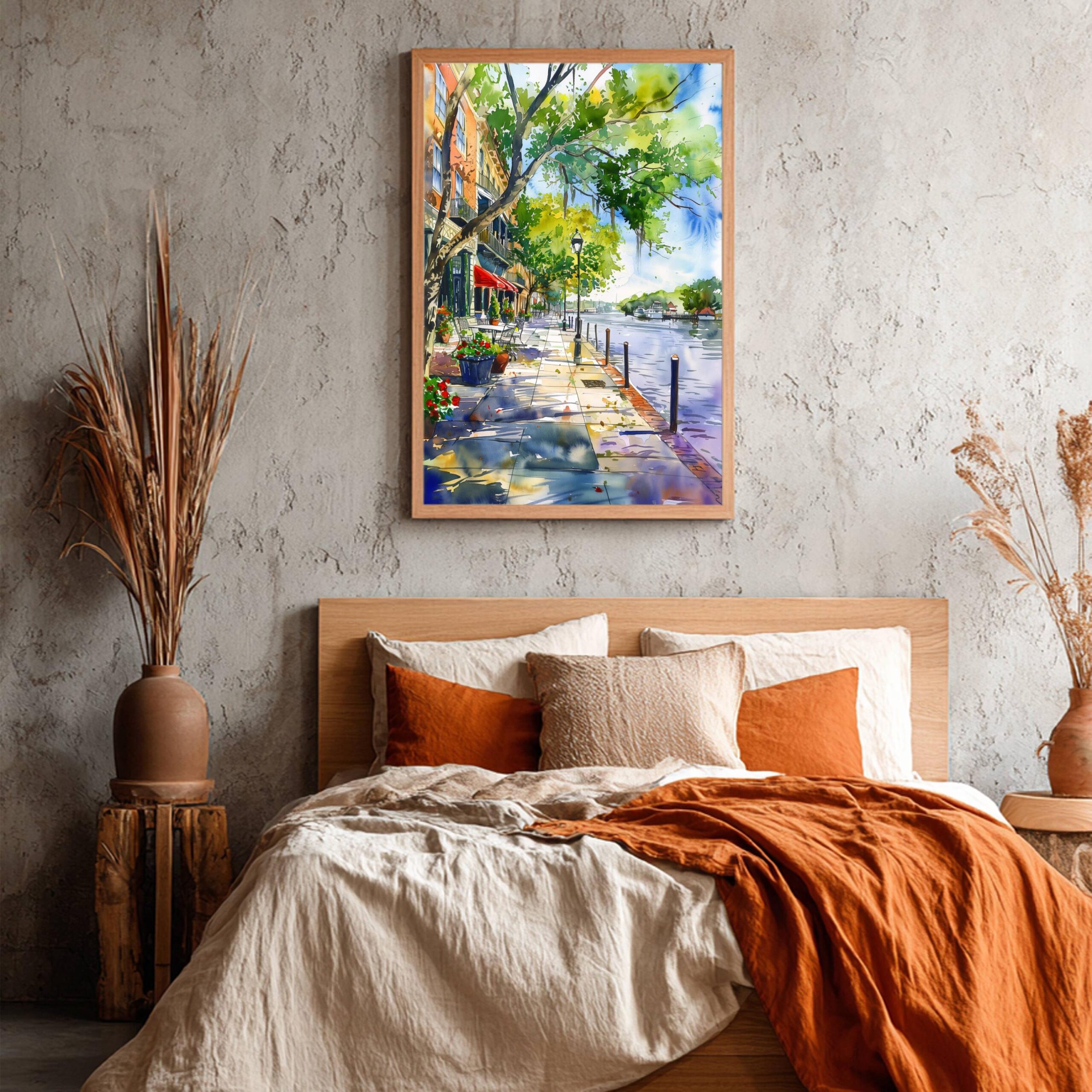 River Street Savannah Georgia USA Watercolor Print: American Travel Art Poster - Image 3