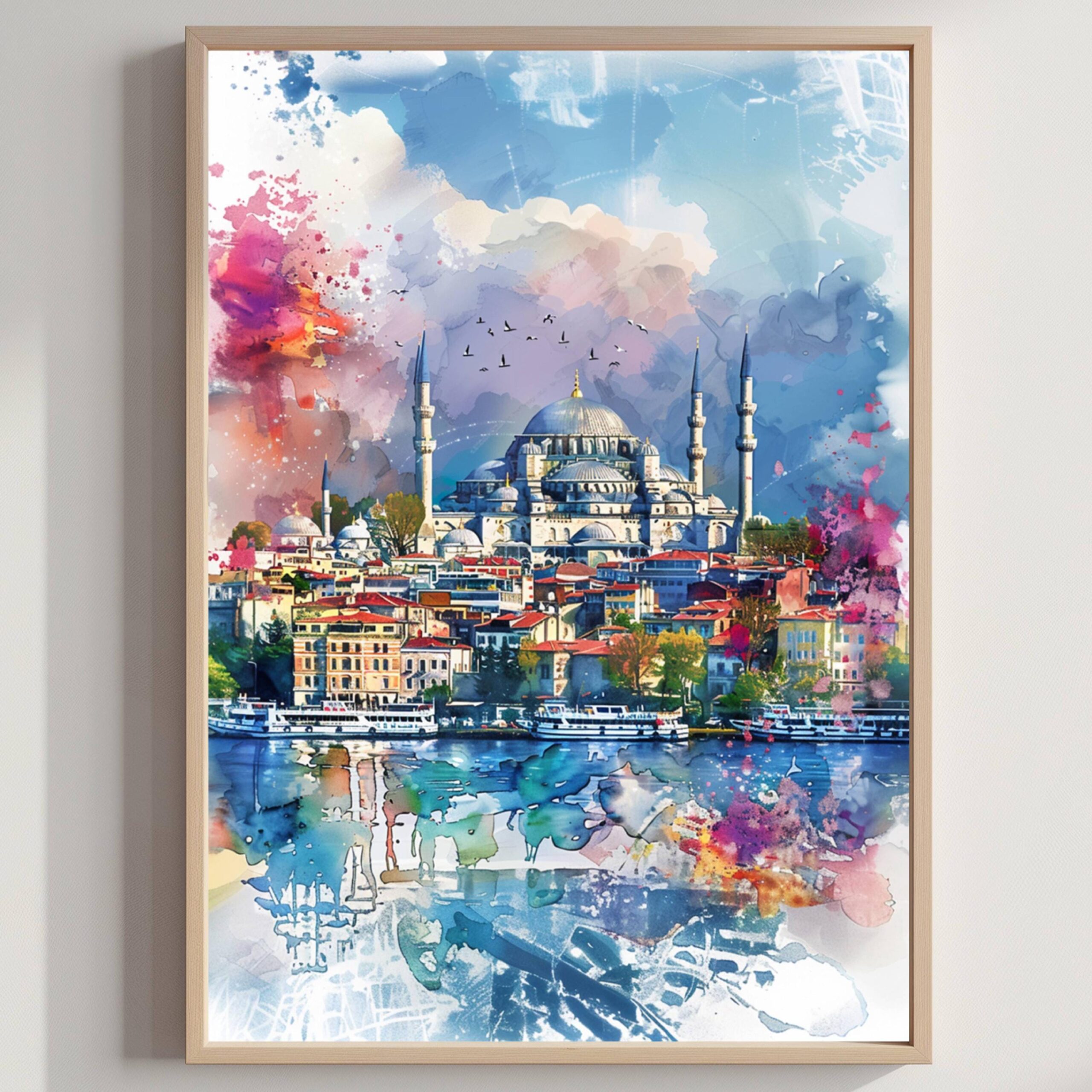 Istanbul Turkey Watercolor Print: Europe Travel Art Poster