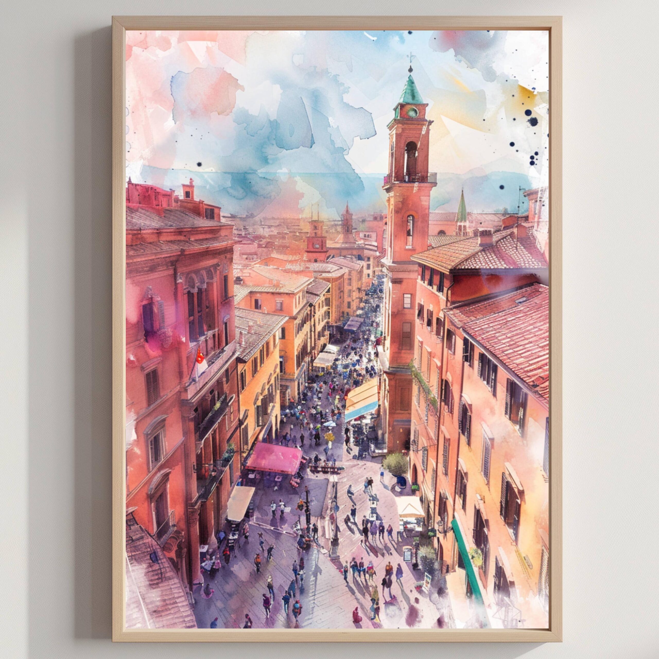 Bologna Italy Watercolor Print: Europe Travel Art Poster