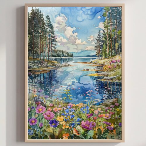 Finland Scandinavia Watercolor Print: Europe Travel Art Poster