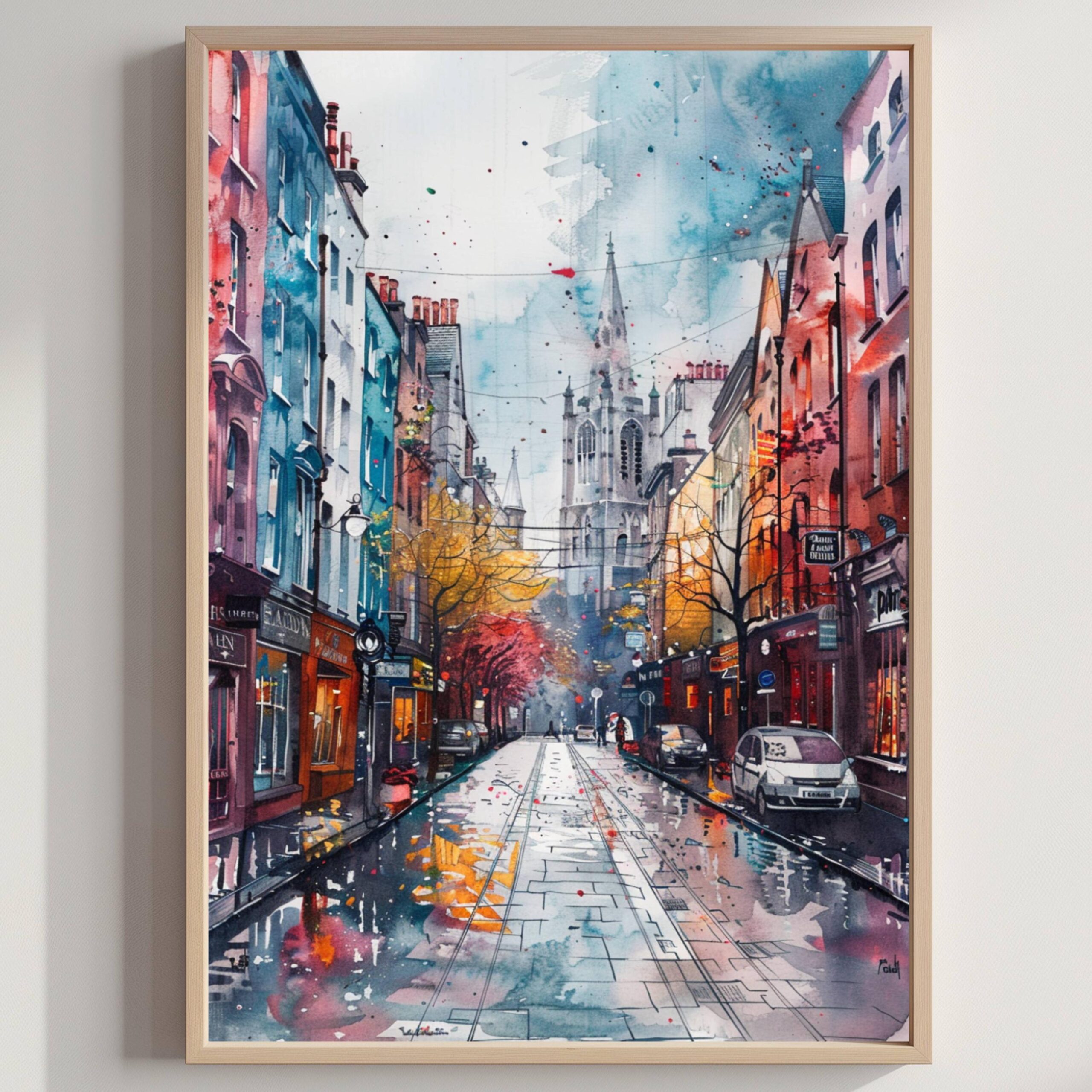 Dublin Republic of Ireland Watercolor Art Print: Europe Travel Art Poster