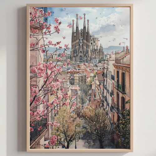 Spain Europe Watercolor Print: Spanish Travel Poster