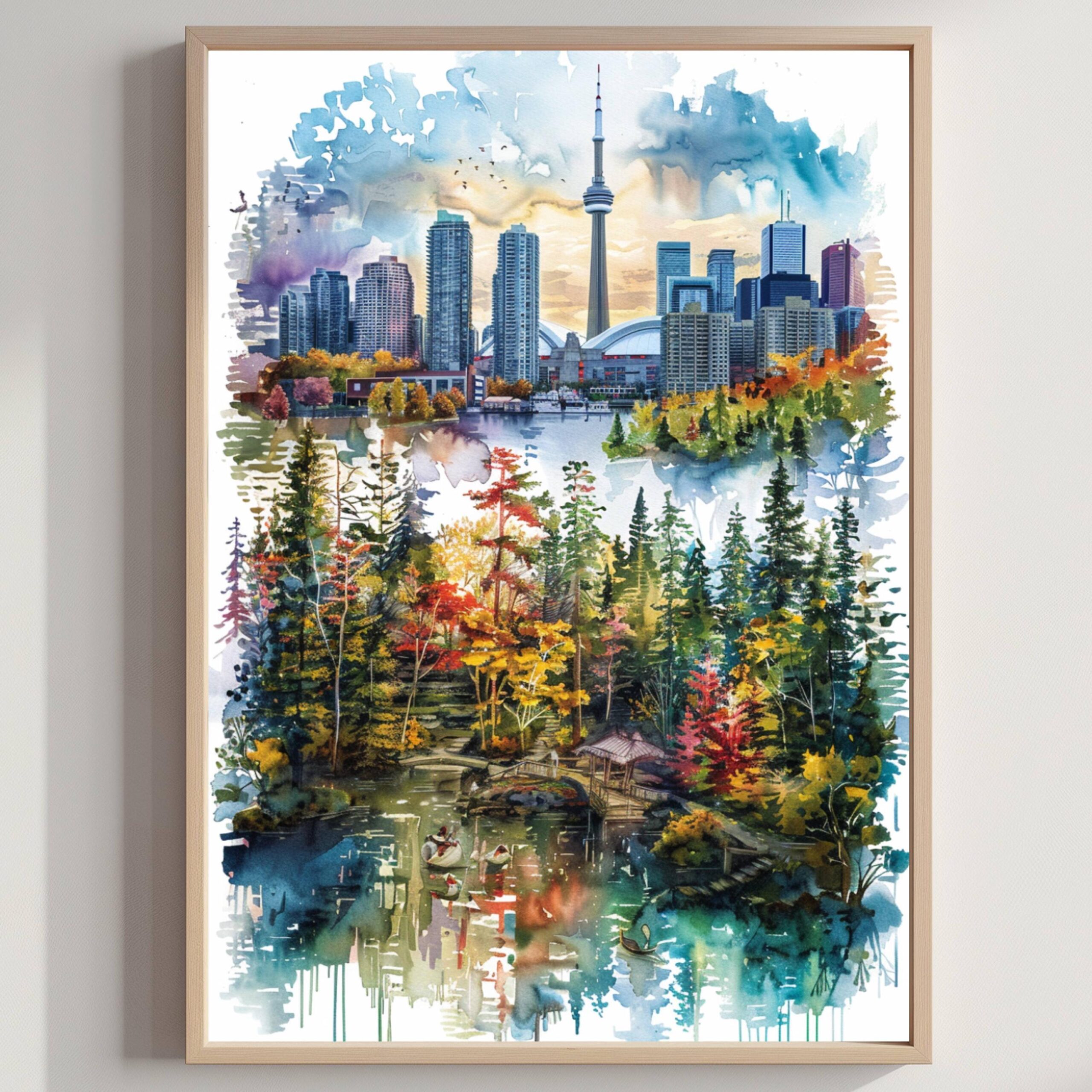 Canada North America Watercolor Print: Canadian Travel Art Poster