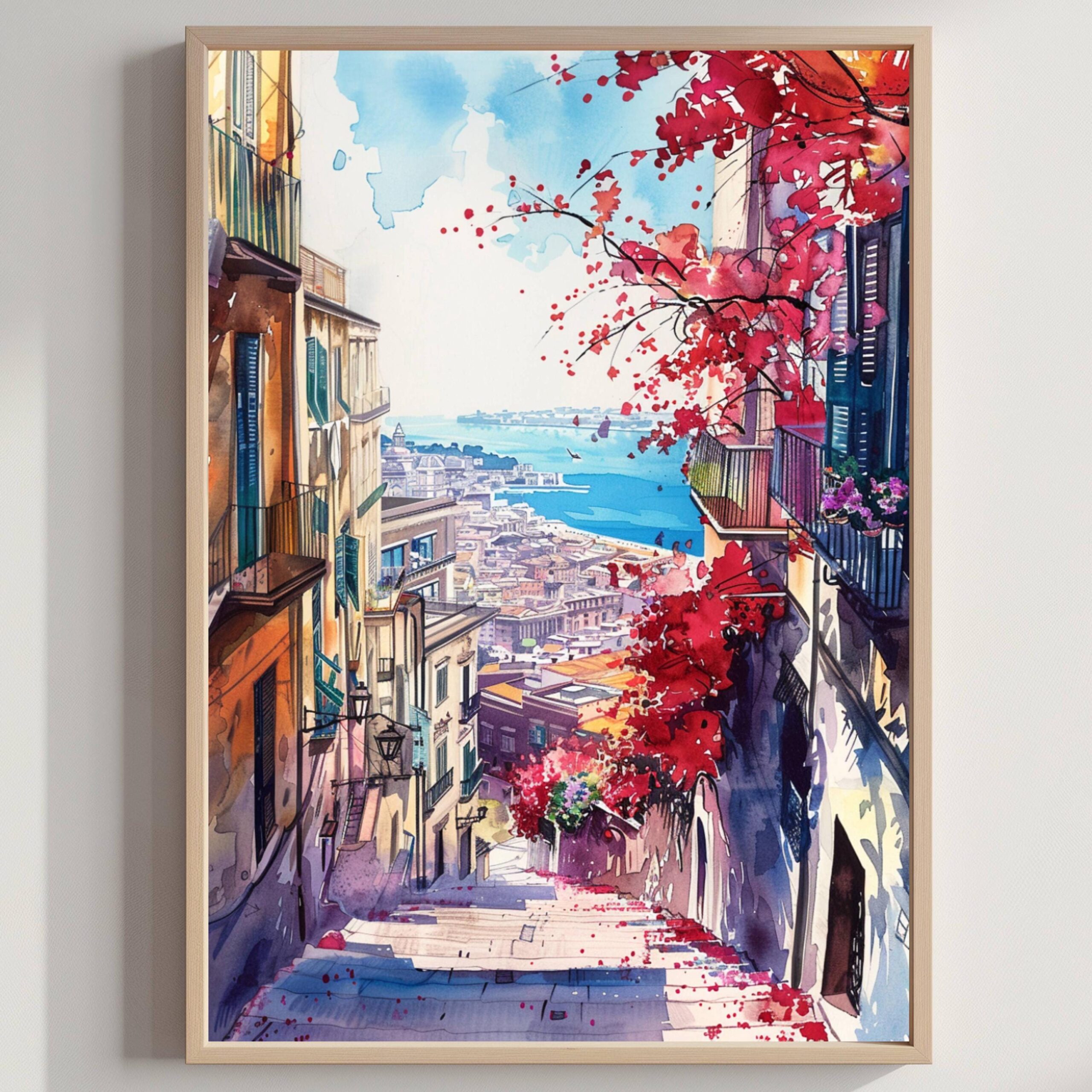 Naples (Napoli) Italy Europe Watercolor: Travel Poster Print