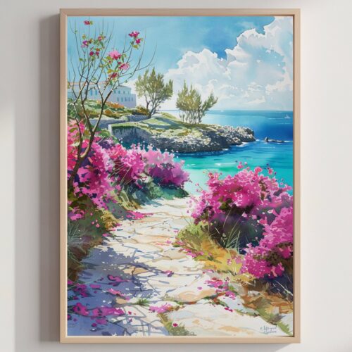 Bermuda Caribbean Watercolor Print: Travel Art Poster