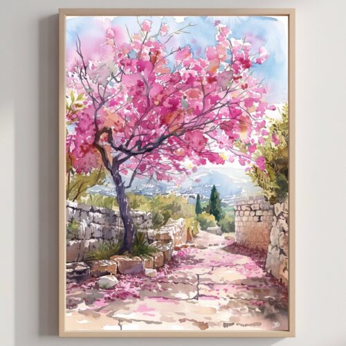 Israel Middle East Watercolor Print: Travel Art Poster
