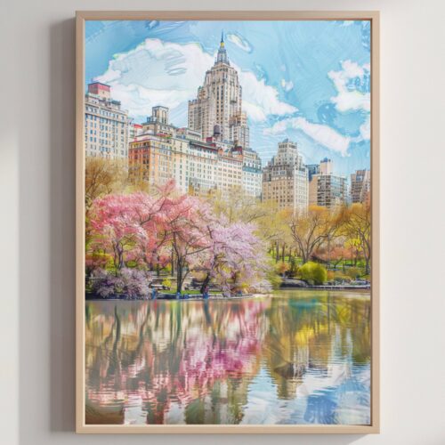 Central Park New York Watercolor Print:  USA Travel Art Poster