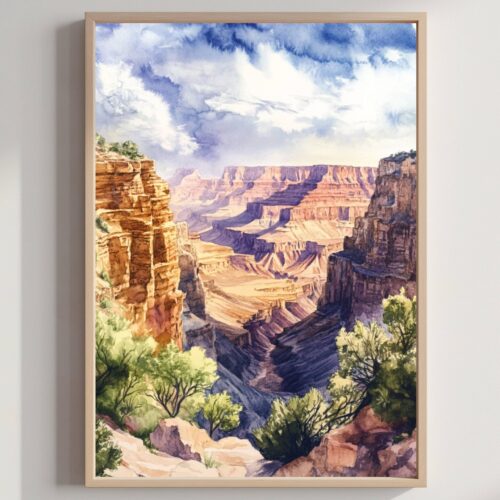 Grand Canyon National Park Watercolor Print: Arizona Travel Poster