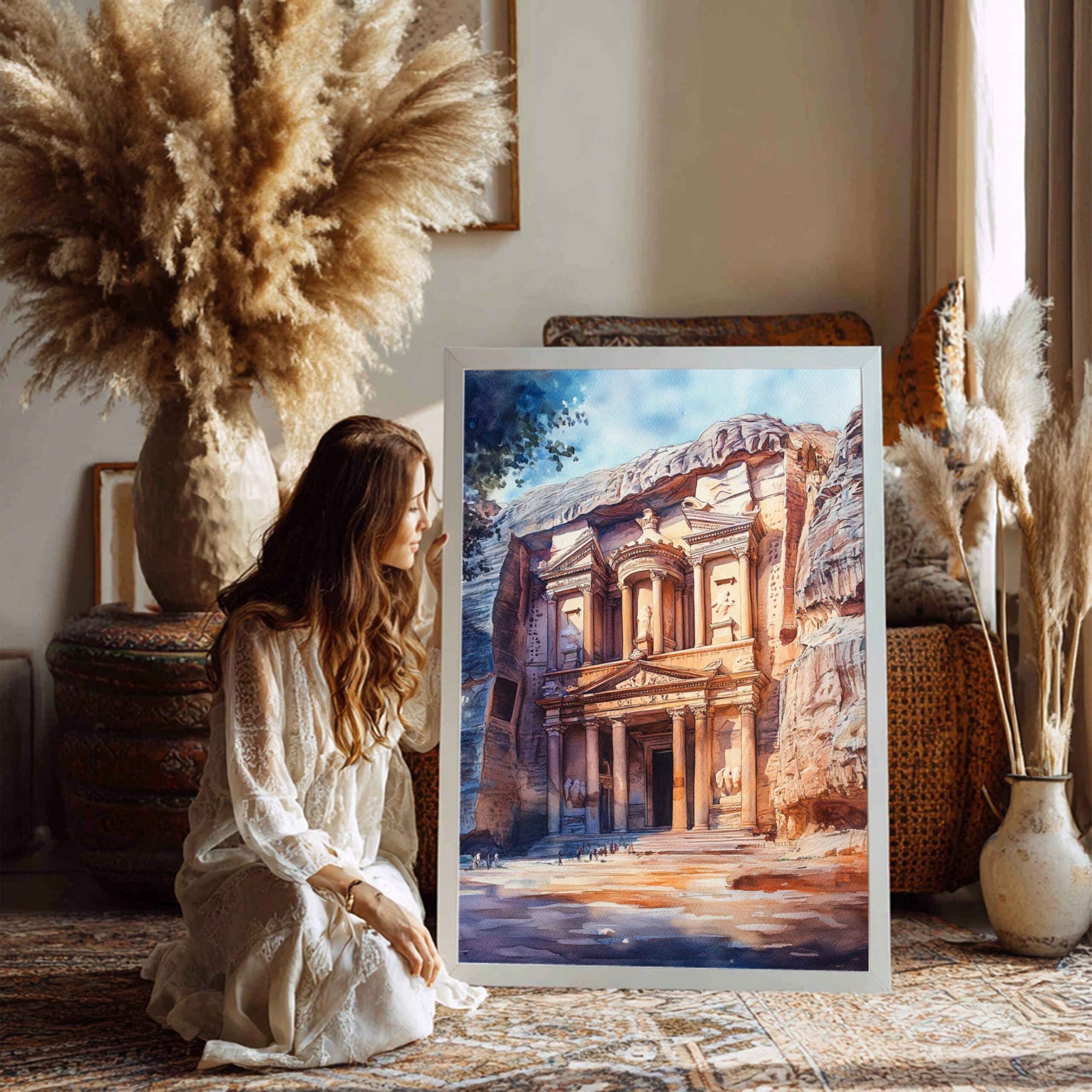 Petra Jordan Middle East Watercolor: Travel Poster Print - Image 3