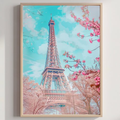 Eiffel Tower Paris France Europe Watercolor Print: French Travel Art Poster