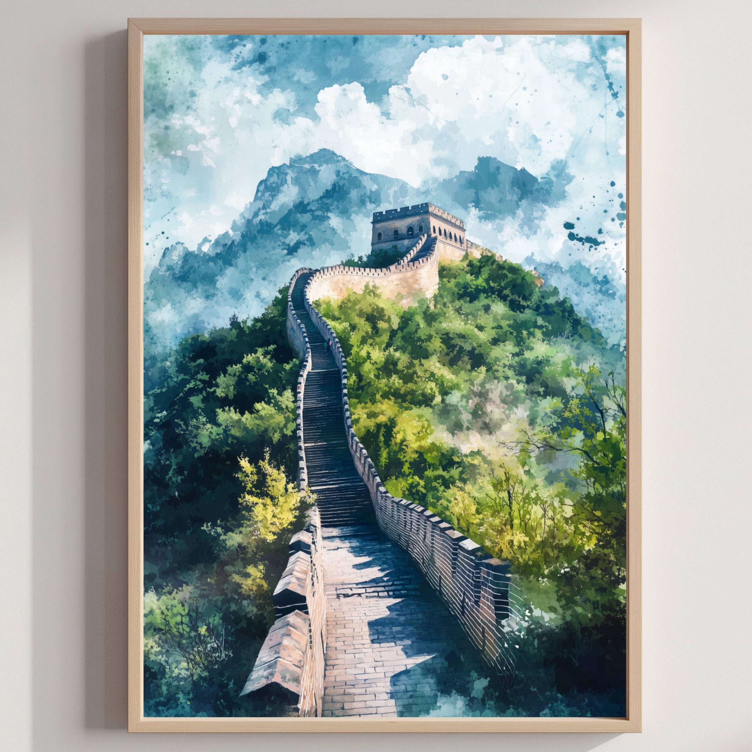 Wall of China Print: Watercolor Travel Art