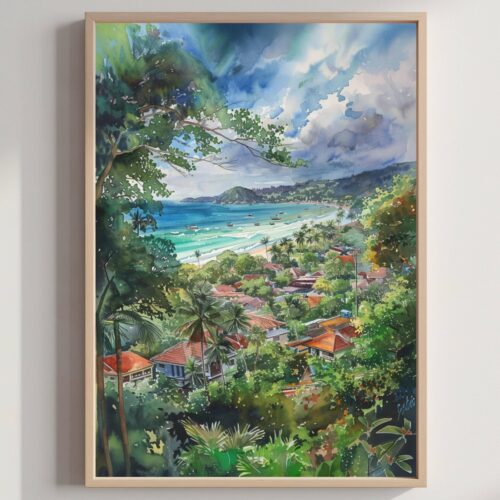 Phuket Island Thailand Asia Watercolor Print: Travel Art Poster