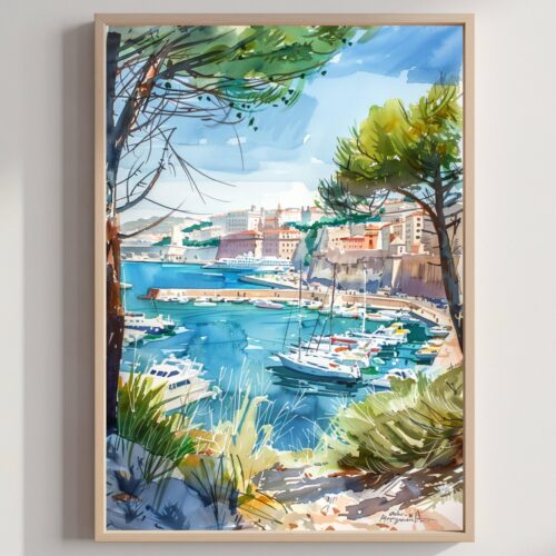 Marseille France Watercolor: Travel Poster