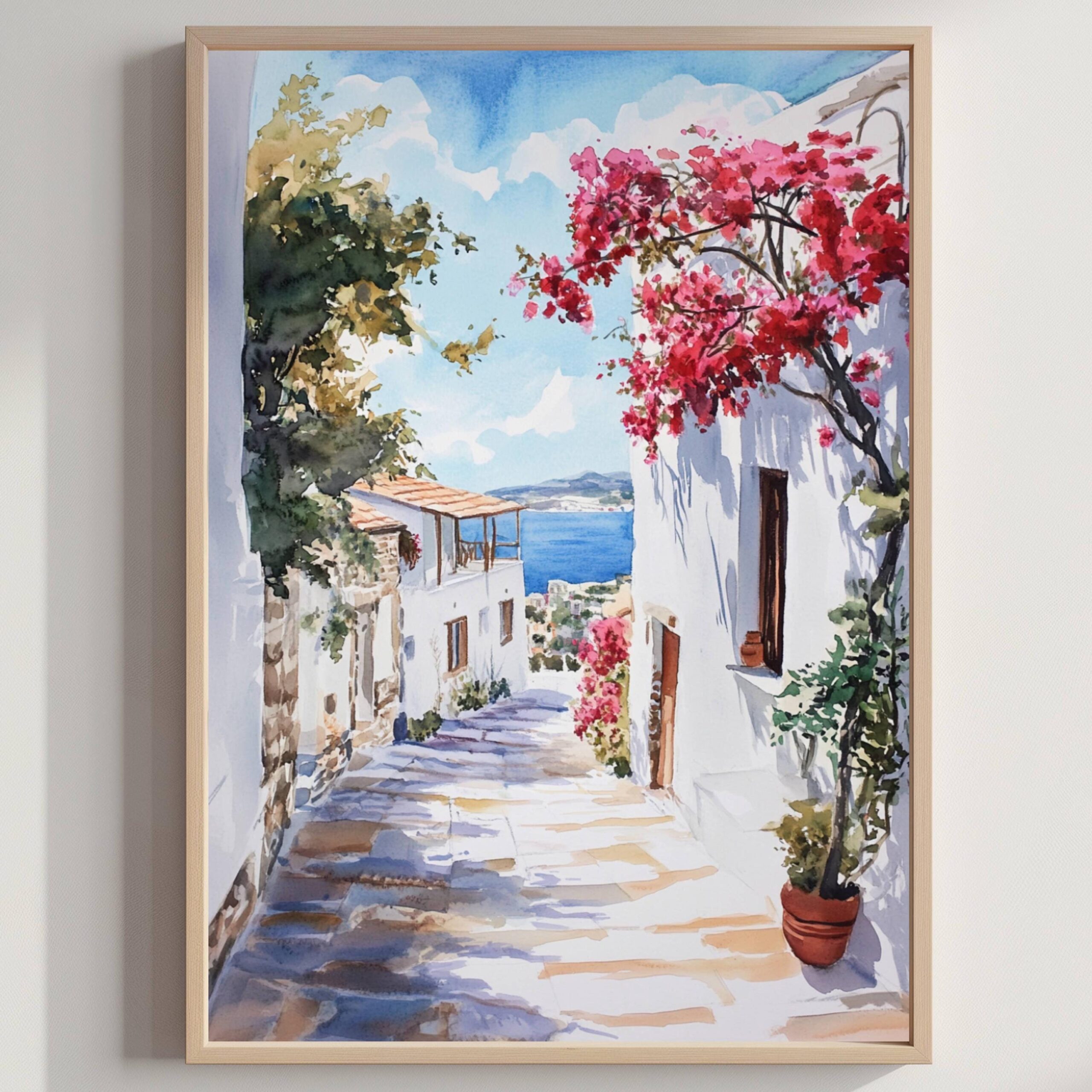 Assos Kefalonia Island Greece Europe Watercolor: Greek Travel Art Poster