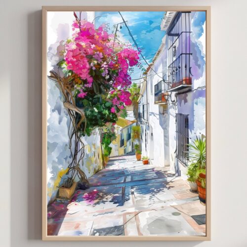 Estepona Costa del Sol Spain Europe Watercolor Print: Travel Art Poster