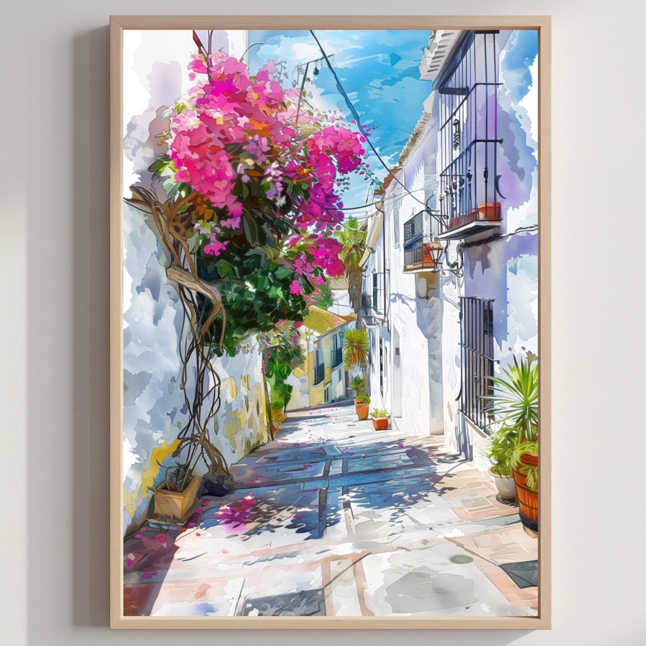 Estepona Costa del Sol Spain Europe Watercolor Print: Travel Art Poster