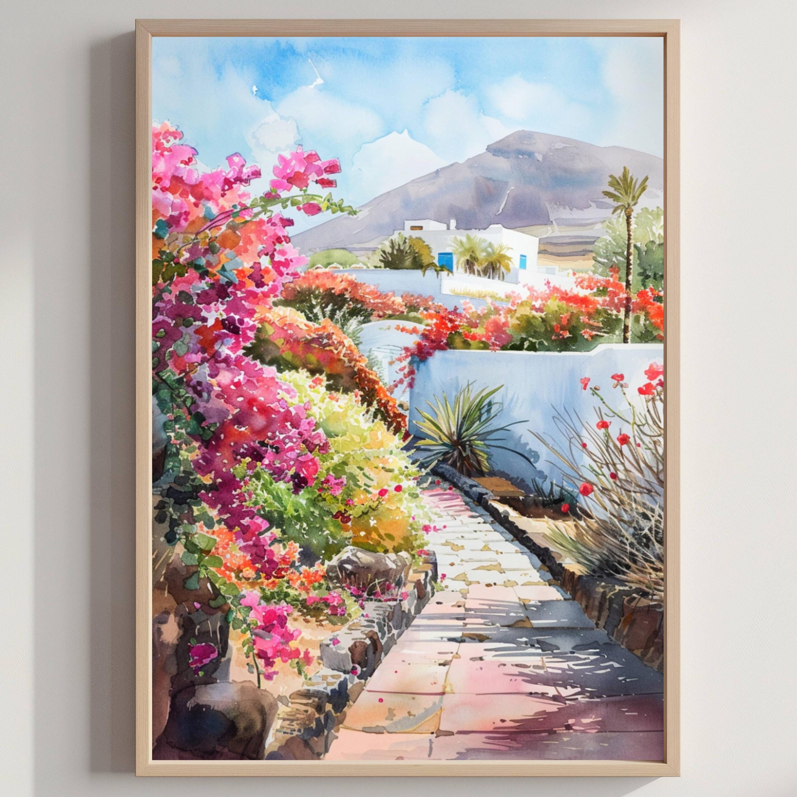 Lanzarote Canary Islands Spain Europe Watercolor Print: Travel Art Poster
