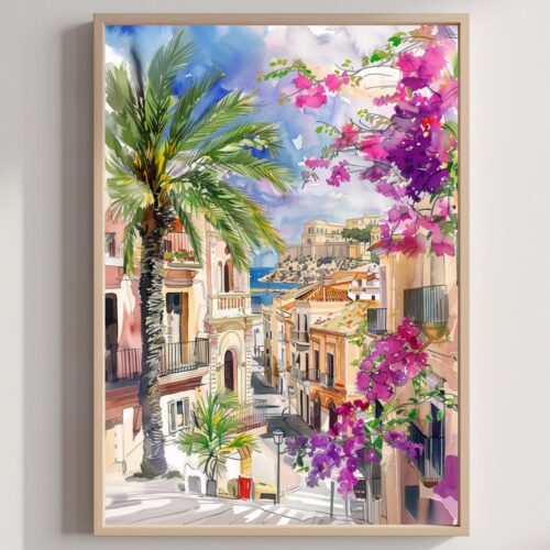 Alicante Costa Blanca Spain Watercolor: Spanish Travel Art Poster