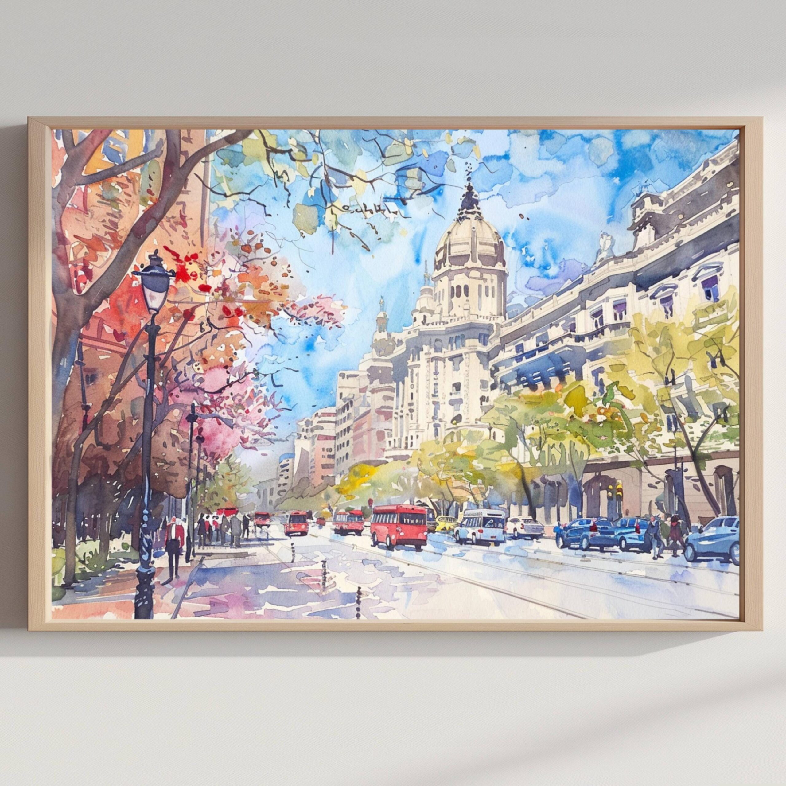 Buenos Aires Argentina South America Watercolor: Travel Art Poster