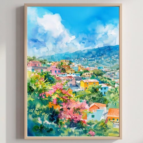 Port au Prince Haiti Watercolor: Travel Poster