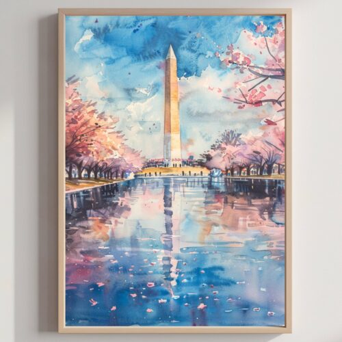 The National Mall Washington DC USA Watercolor: Travel Art Poster
