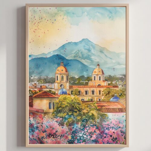 Managua Nicaragua Central America Watercolor: Travel Art Poster