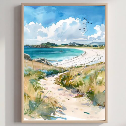 Isles of Scilly United Kingdom Watercolor Print: Travel Art Poster