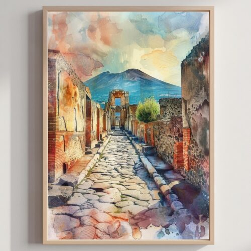 Pompeii Italy Europe Watercolor: Travel Art Print