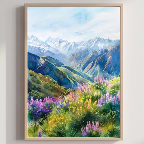 New Zealand Watercolor Print: Oceania Travel Poster