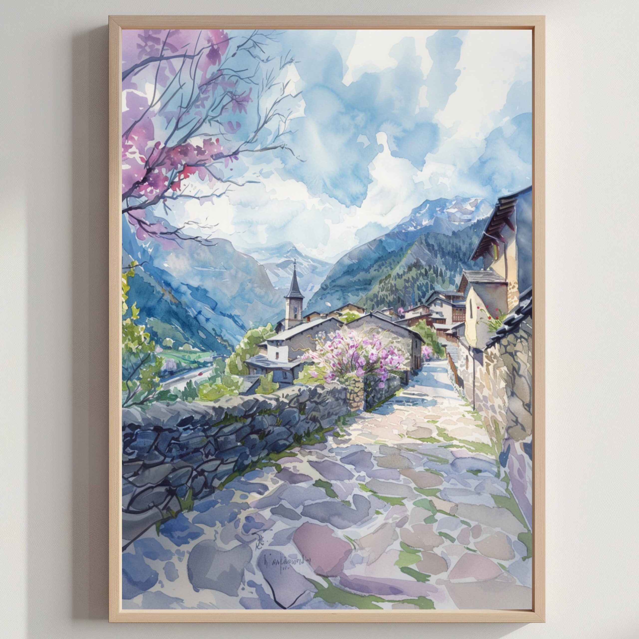 Andorra Europe Watercolor: Travel Art Poster Print