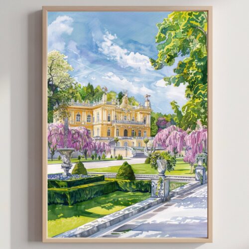 Schönbrunn Palace Vienna (Wien) Austria Europe Watercolor: Vacation Travel Poster Print