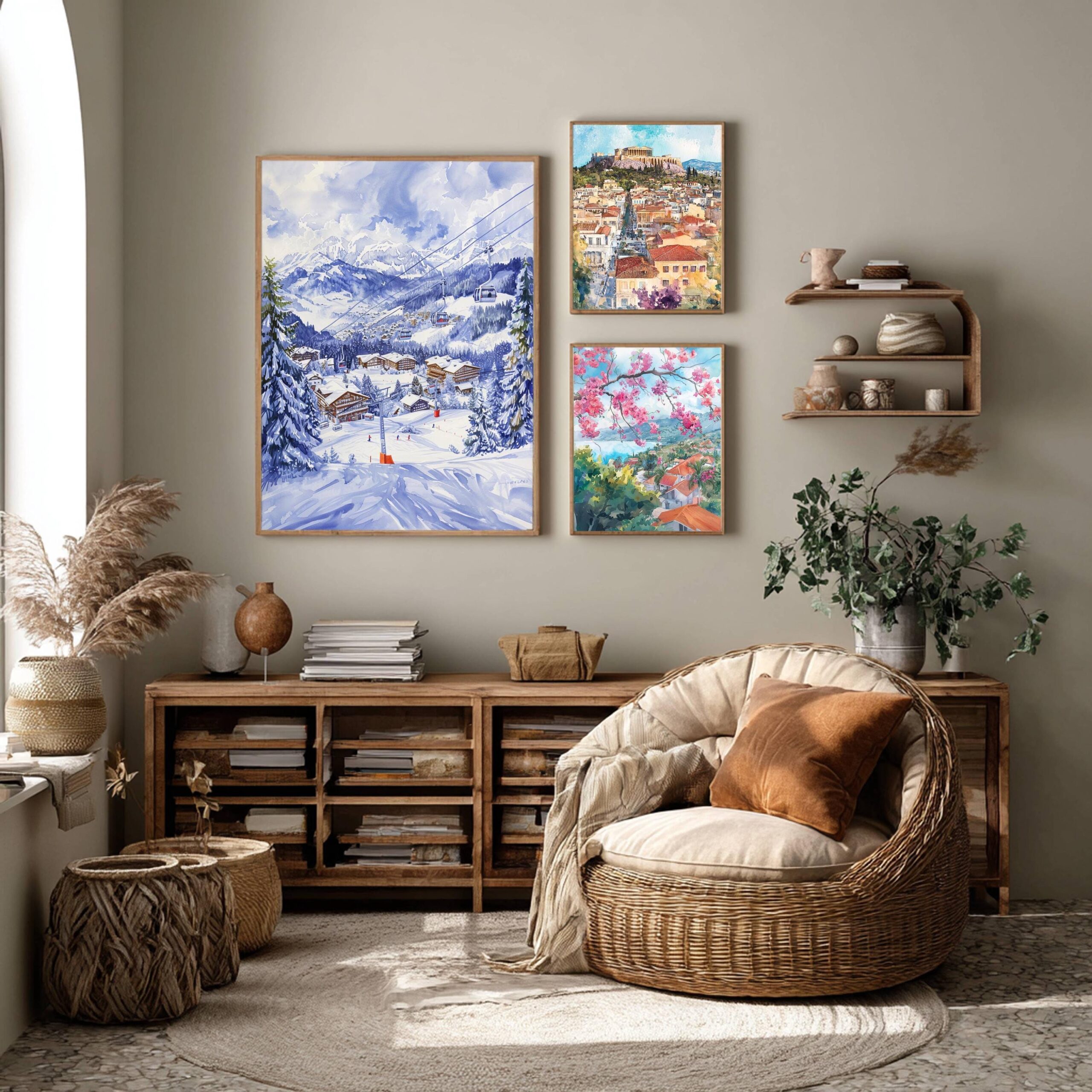 Gstaad Ski Resort Switzerland Watercolor Print: Vacation Travel Art Poster - Image 2