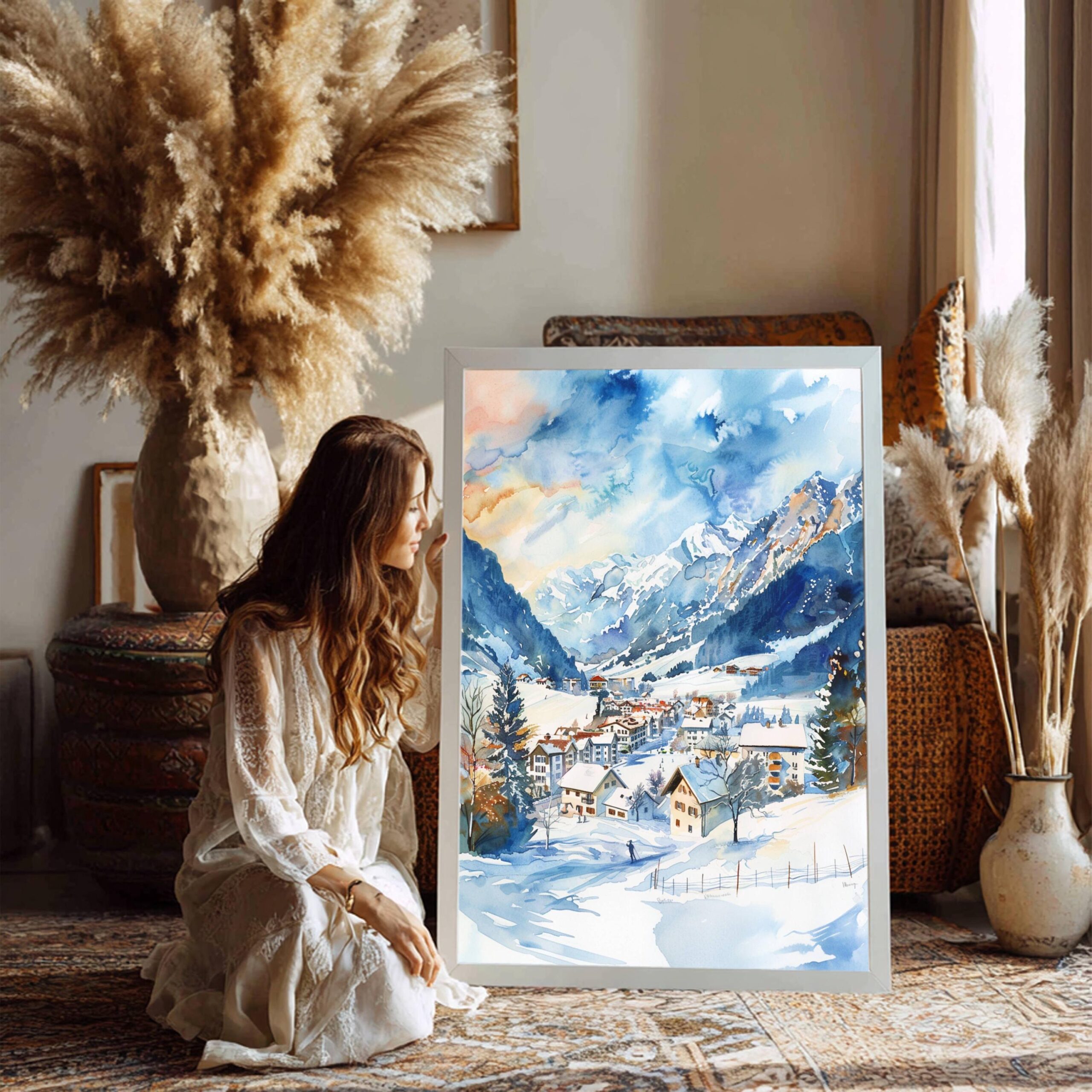 Engelberg Ski Resort Switzerland Watercolor Print: Vacation Travel Art Poster - Image 3