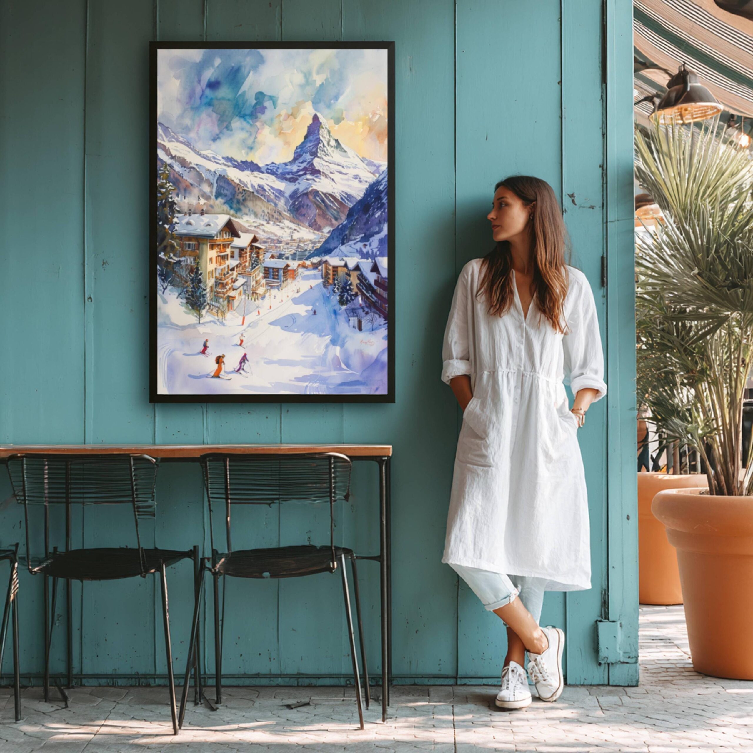 Zermatt Ski Resort Switzerland Watercolor: Vacation Travel Art Poster - Image 5