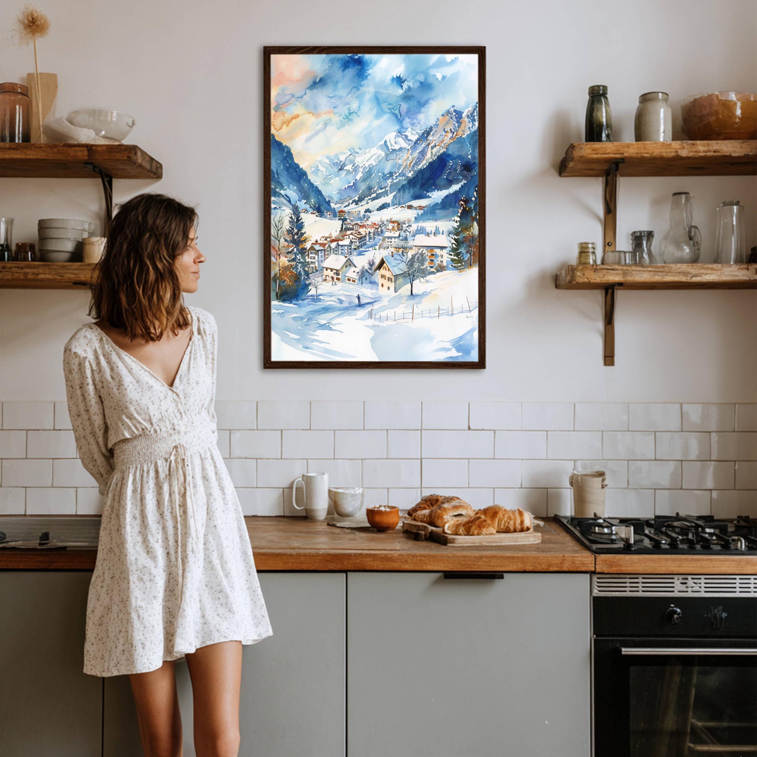 Engelberg Ski Resort Switzerland Watercolor Print: Vacation Travel Art Poster - Image 4
