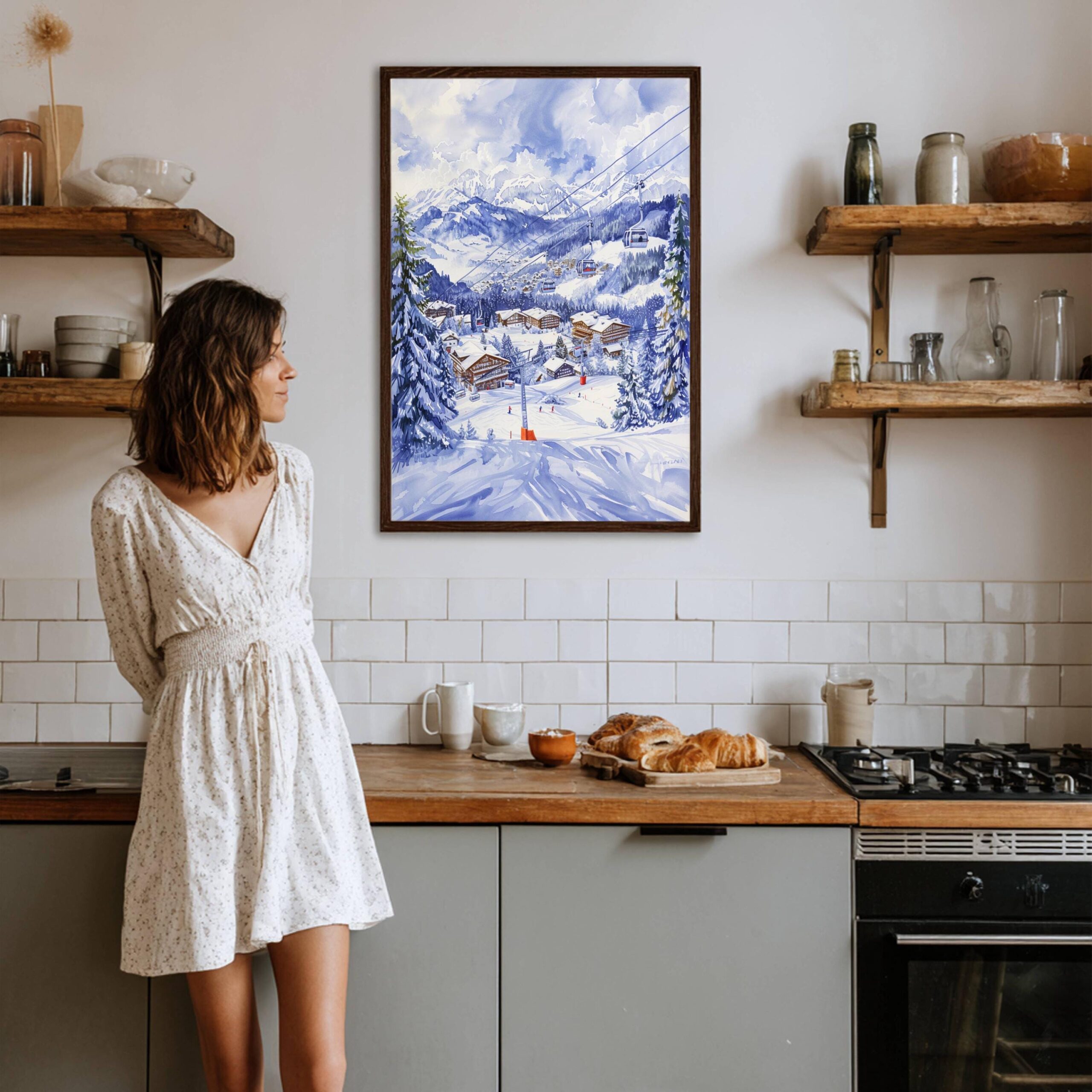 Gstaad Ski Resort Switzerland Watercolor Print: Vacation Travel Art Poster - Image 4