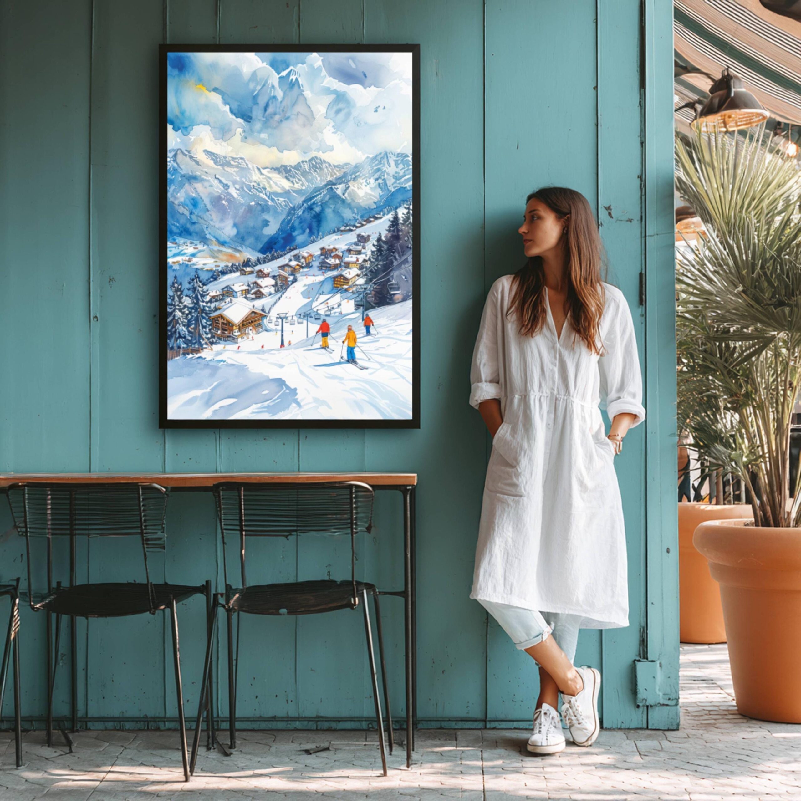 Veysonnaz Ski Resort Switzerland Watercolor: Vacation Travel Art Poster - Image 5