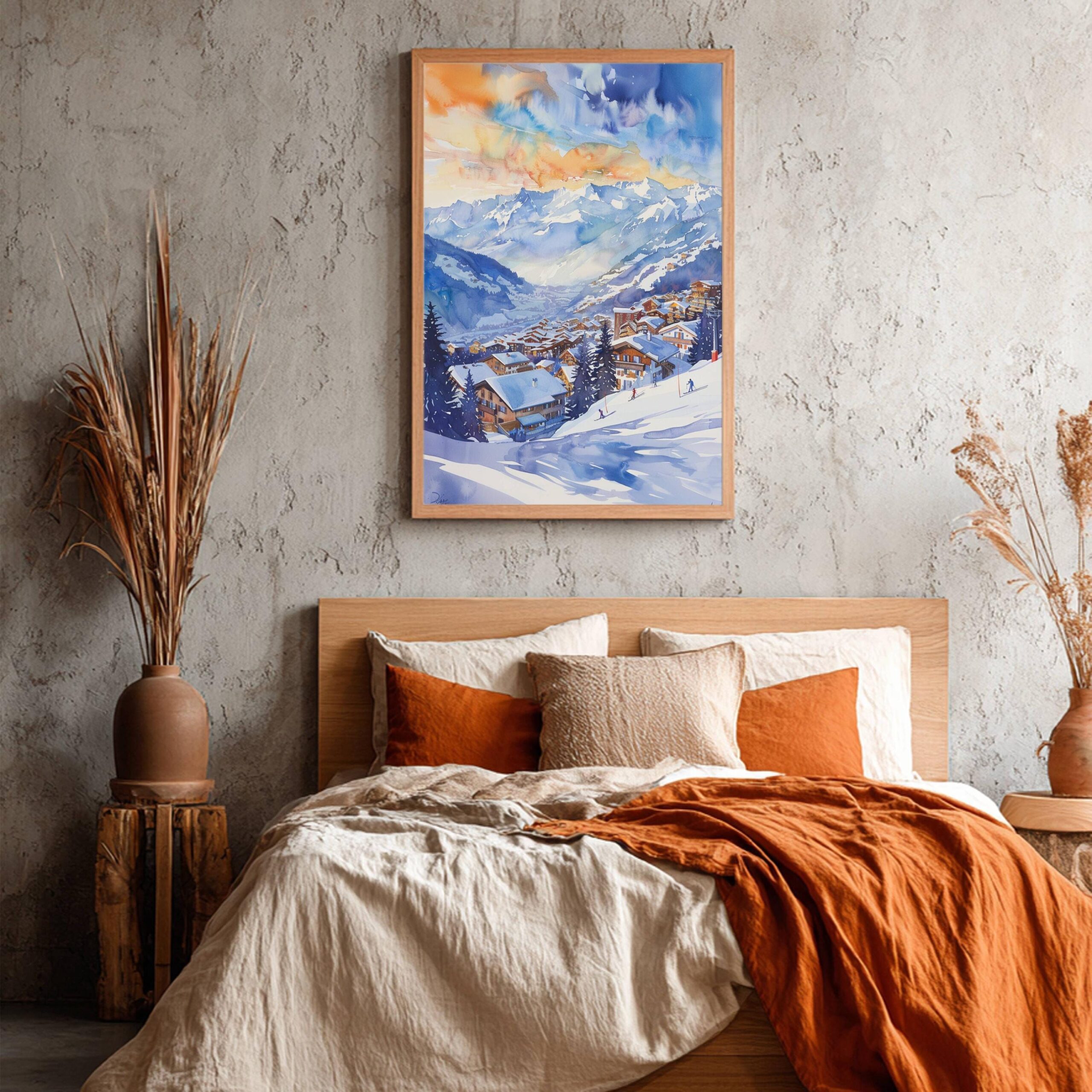 Verbier Ski Resort Switzerland Watercolor: Vacation Travel Art Poster - Image 6