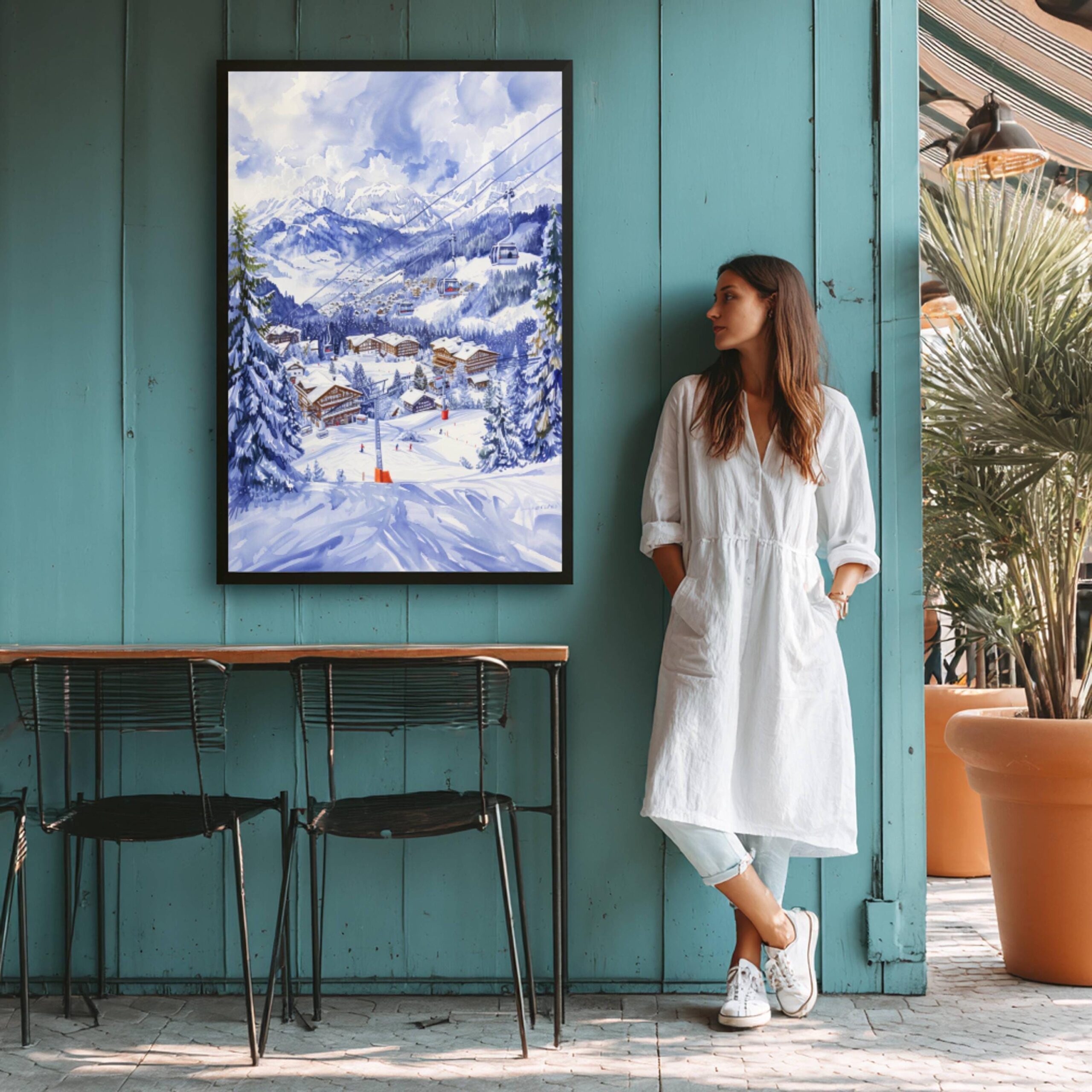 Gstaad Ski Resort Switzerland Watercolor Print: Vacation Travel Art Poster - Image 5