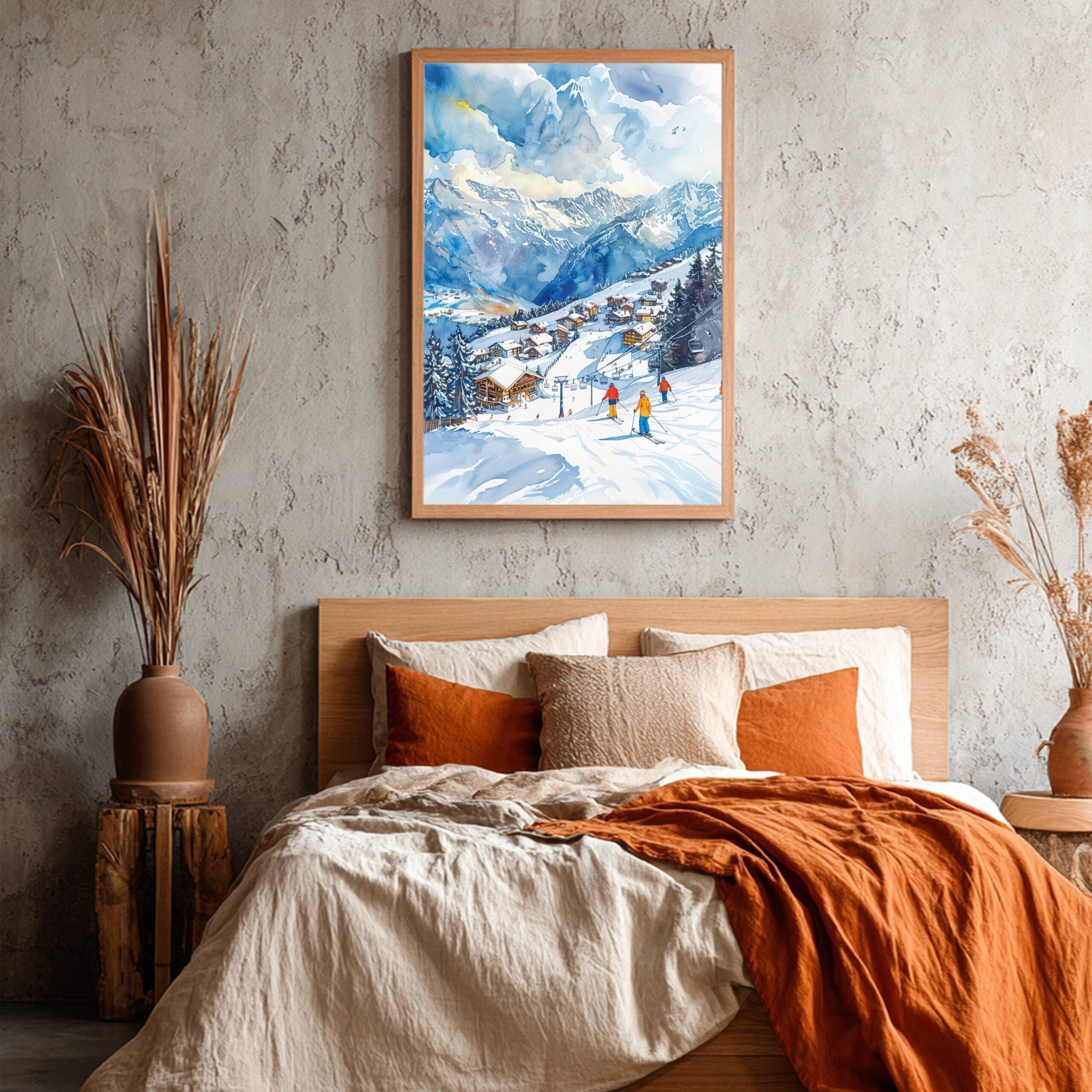 Veysonnaz Ski Resort Switzerland Watercolor: Vacation Travel Art Poster - Image 6