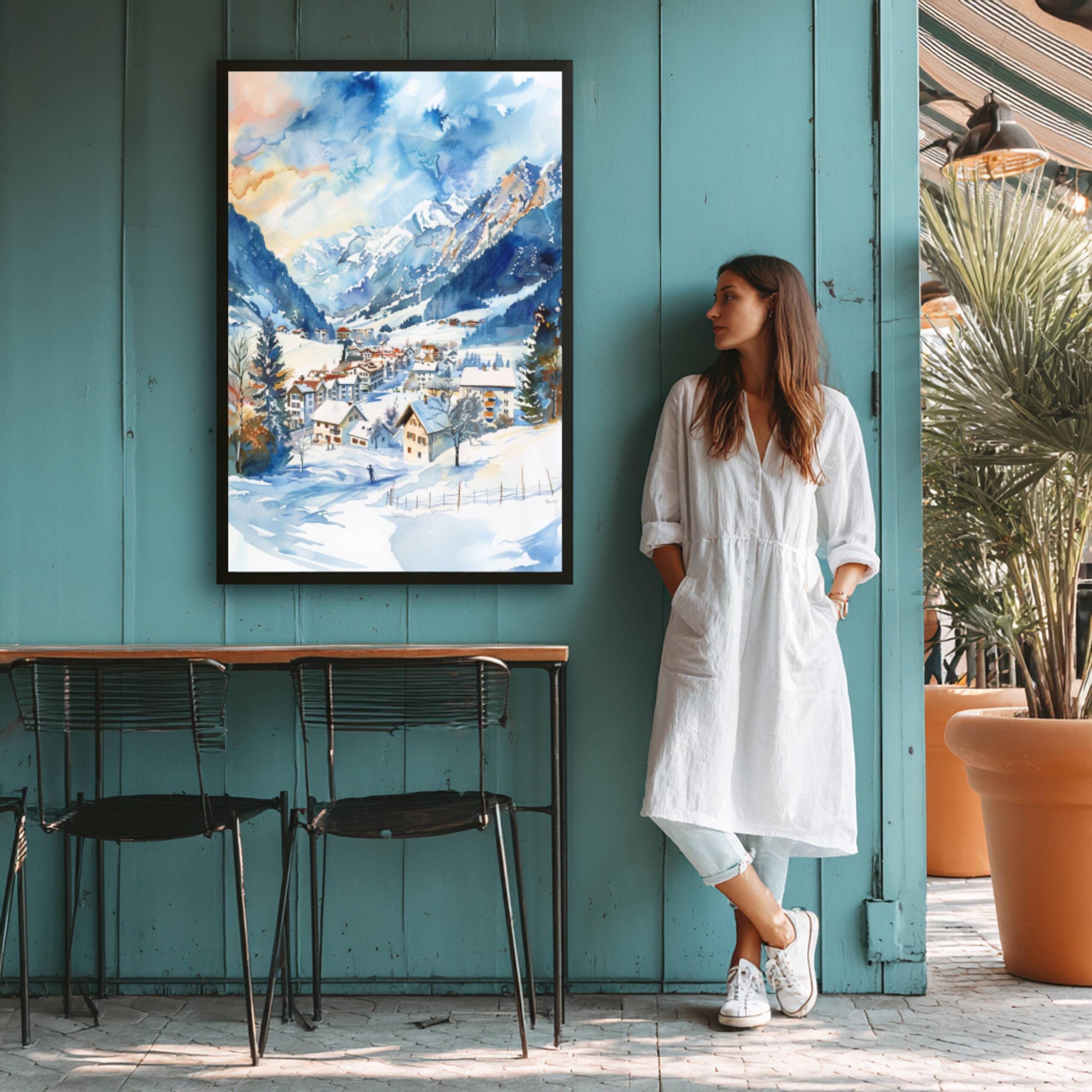 Engelberg Ski Resort Switzerland Watercolor Print: Vacation Travel Art Poster - Image 5